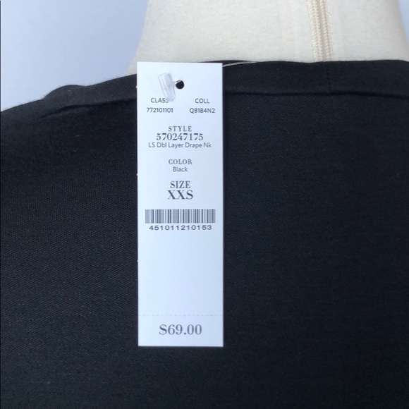 NWT WHBM Draped Neck Jersey Top XXS - Picture 14 of 16